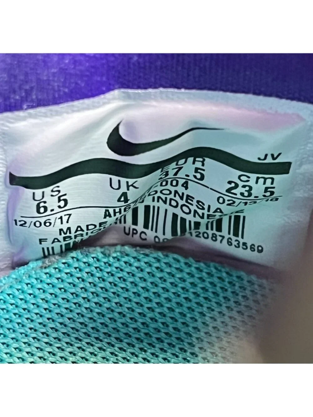 Nike Air Huarache City Womens Size 6.5 Gray Purple Black Athletic Shoes Sneakers